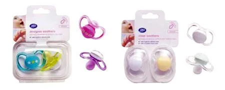 1) Boots Designer Soothers,2) Boots Clear Soothers. ("Boots")