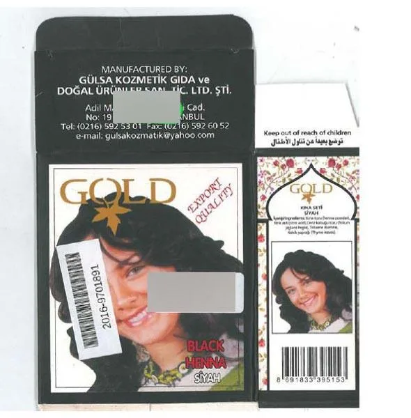 Prodotto per la colorazione dei capelli «1.) Chestnut Henna, 2.) Red Henna 3.) Black Henna» — foto 5 dell'alert A12/0469/17