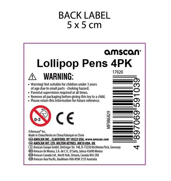 Penne di novità «1) Lollipop Pens 4PK, 2) Lipstick Pens 2PK» — foto 3 dell'alert A12/0775/17