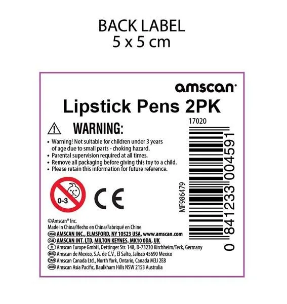 Penne di novità «1) Lollipop Pens 4PK, 2) Lipstick Pens 2PK» — foto 4 dell'alert A12/0775/17