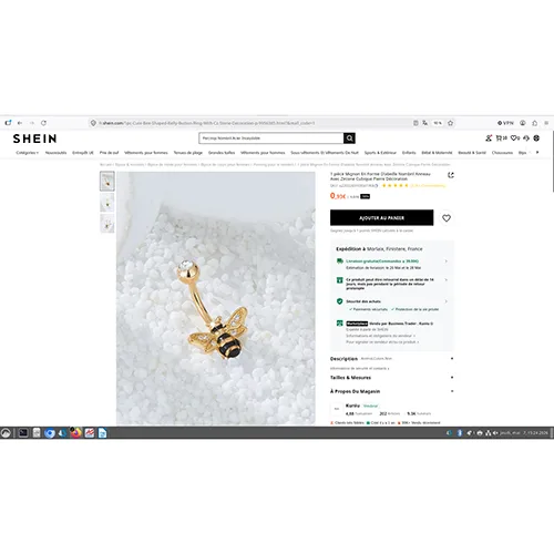Gioielli per piercing «1 pièce Mignon En Forme D'abeille Nombril Anneau Avec Zircone Cubique Pierre Décoration» — foto 2 dell'alert SR/02743/26