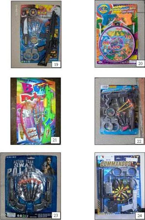 1. POLICE PLAY SET2. FORCE SUPER 3. ARROW RIFLE4. SPECIAL ATTACK5. POLICE PLAY SET6. POLICE FORCE POWERFUL7. STEAM PRESSURE GUN8. POLICE MILITARY SERIES9. BOW AND ARROWS10. SUPER TOXO PHYLY GAME11. SWAT POLICE FORCE12. SILVER ACTION13. SUPER BOWMAN14. "WEAPON SET, HERO ARMING15. ARROW RIFLE16. SUPER POLICE 17. POLICE SERIES18. ACTION TEAM S.W.AT. POLICE19. COUNTRY FORCE ARMY &amp;       POLICE (SPECIAL AGENT)20. FUNNY SHOOTING GAME21. SUPER POWER BOWMAN22. POLICE PLAY SET23. ACTION TEAM S.W.A.T. POLICE24. COMMANDOS25. SUPER BOW AND ARROWS      GAME26. ACTION TEAM27. SUPER ARMS — foto 2 dell'alert 0203/06