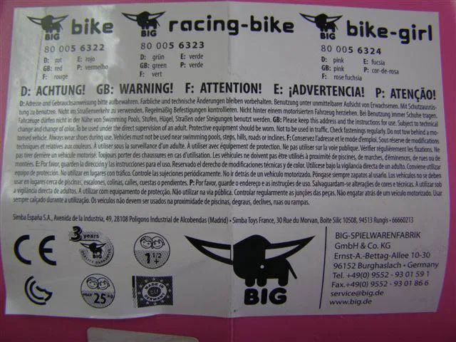 Giochi di Ride-on «1. Racing-Bike 2. Bike-Girl» — foto 2 dell'alert A12/0126/14
