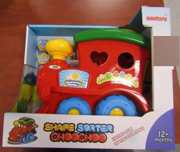Giocattolo didattico in plastica «1.) Shape Sorter Vehicle; 2.) Shape Sorter Choochoo» (Kamyu)
