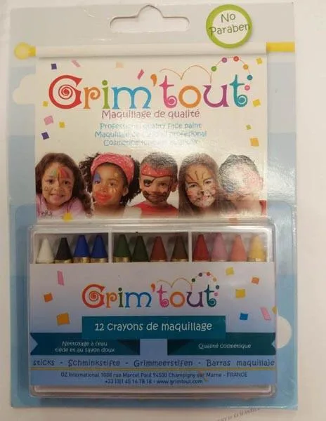 Pastelli di vernice per il viso/matite da trucco «12 crayons de maquillage» (Grim'tout)