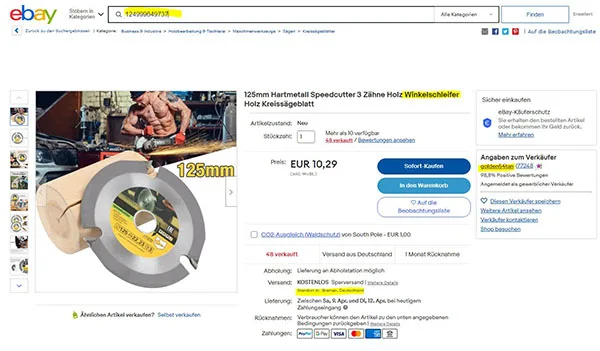 Lama circolare per sega «125mm Hartmetall Speedcutter 3 Zähne Holz Winkelschleifer Holz Kreissägeblatt» (speedcutter)