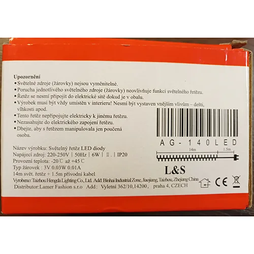 Catena di illuminazione «140LED VÁNOČNÍ SVĚTELNÝ ŘETĚZ» — foto 2 dell'alert A12/01060/24