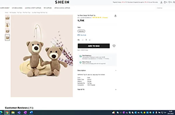 Giocattolo morbido «1pc Bear Design Pet Plush Toy» — foto 3 dell'alert A12/01789/22