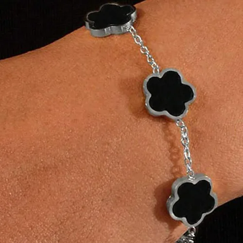 Bracciale «1pc Fashionable Business Style Lucky 5-Leaf Clover Design Men's Bracelet» — foto 3 dell'alert SR/03357/25