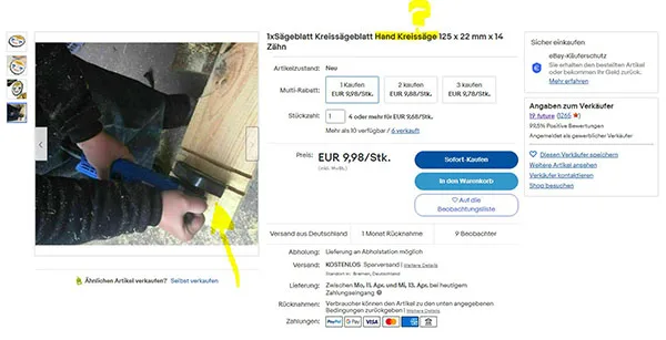 Lama circolare per sega «1xSägeblatt Kreissägeblatt Hand Kreissäge 125 x 22 mm x 14 Zähn» — foto 2 dell'alert A12/00952/22