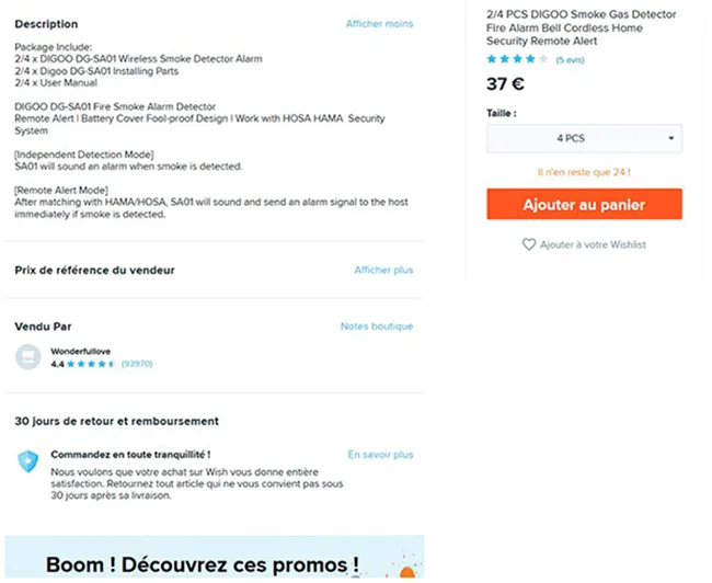 Rilevatore di fumo «2/4 Pcs DIGOO Smoke Gas Detector Fire Alarm Bell Cordless Home Security Remote Alert» (DIGOO)