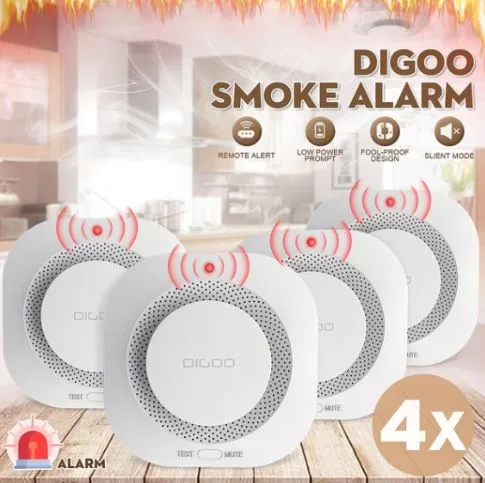 Rilevatore di fumo «2/4 Pcs DIGOO Smoke Gas Detector Fire Alarm Bell Cordless Home Security Remote Alert» — foto 4 dell'alert A12/01040/21