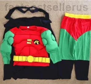 Costume di fantasia-vestito «2-7 Garçons Enfants Robin 3pc Muscle Costume Set Halloween Party Dress Outfit» (COSPLAY)