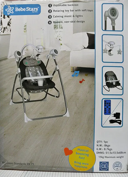 Altalena del bambino «2 IN 1 ELECTRIC SWING - BOUNCER WITH MUSIC &amp; REMOTE CONTROL» (BEBE STARS)