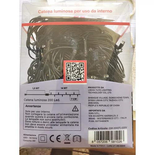Catena di illuminazione «200 Led» — foto 2 dell'alert SR/00797/25