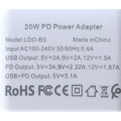 Caricabatterie USB «20W PD Power Adapter, PD+QC3.0 Quickcharger 38W» — foto 5 dell'alert A11/00160/24