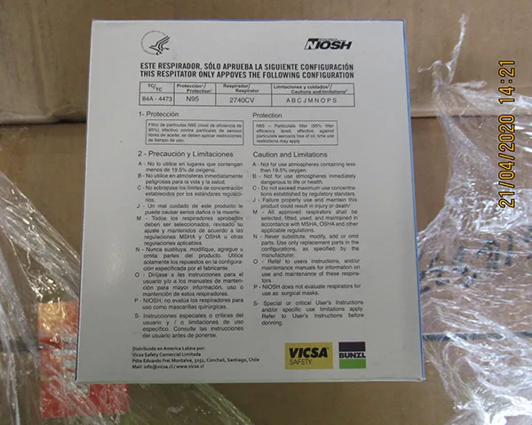 Maschera filtro antiparticolato «2740CV Respirador» — foto 1 dell'alert INFO/00123/20