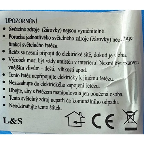 Catena di illuminazione «28 LED VÁNOČNÍ SVĚTELNÝ ŘETĚZ» — foto 5 dell'alert OR/00110/25
