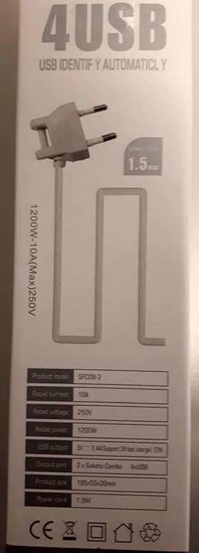 Cavo di estensione di rete «2POWER SOCKET 4USB» — foto 3 dell'alert A12/00143/20