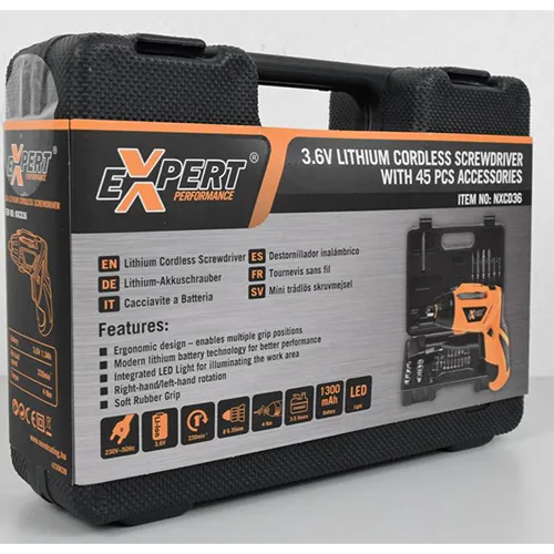 Avvitatore a batteria «3.6V LITHIUM CORDLESS SCREWDRIVER WITH 45 PCS ACCESSORIES» (EXPERT PERFORMANCE)