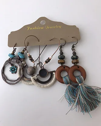 Orecchini «3 Pcs Bohemian Dreamcatcher Tassel Earrings Set Geometric Hollow Turquoise Pendant Long …» — foto 1 dell'alert A12/00885/23