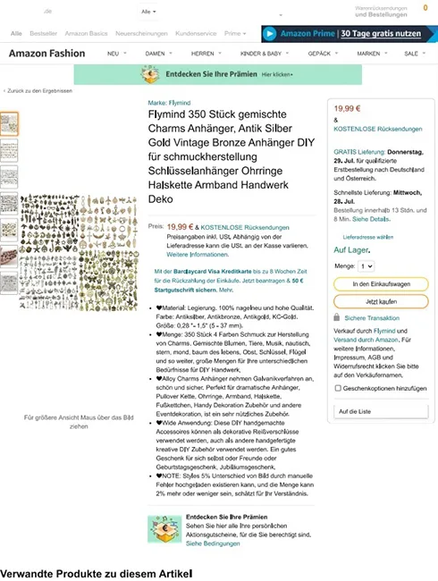 Set di ciondoli «350 Stück gemischte Charms-Anhänger» — foto 4 dell'alert INFO/00023/22