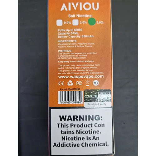 Sigaretta elettronica usa e getta «3in1, 5 % NICOTINE, 60000 puffs» — foto 3 dell'alert SR/02685/26