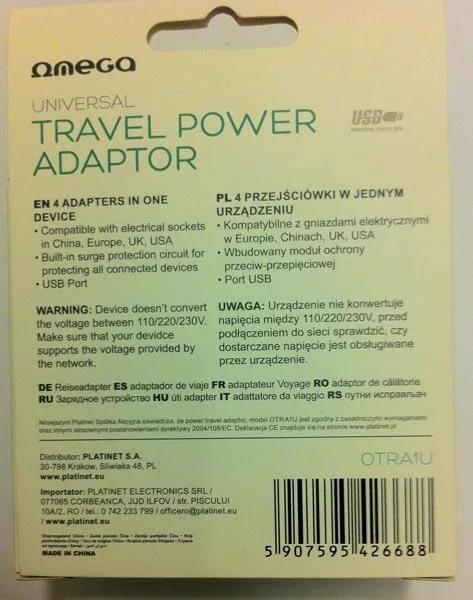 Adattatore della spina di viaggio «4 in1 Universal Travel Power Adaptor» — foto 4 dell'alert A12/0076/17