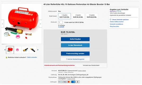 Blaster d'aria «40 Liter Reifenfüller» — foto 5 dell'alert A12/00540/22