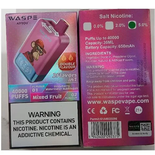 Sigaretta elettronica monouso «40000 PUFFS DOUBLE FLAVOR SALT NICOTINE 5,0% 36ML» — foto 5 dell'alert SR/02551/26