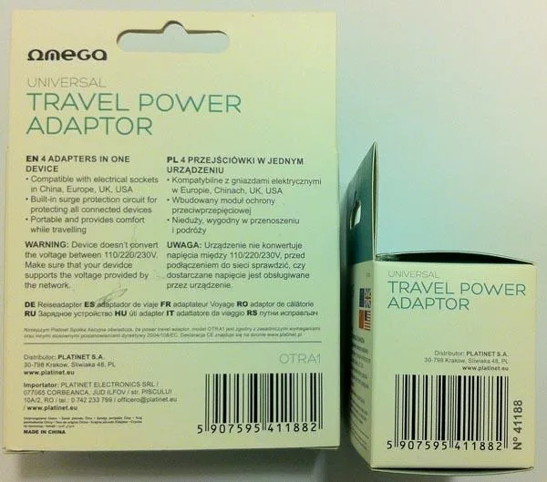 Adattatore della spina di viaggio «4in1 Universal Travel Power Adaptor» — foto 2 dell'alert A12/0099/17