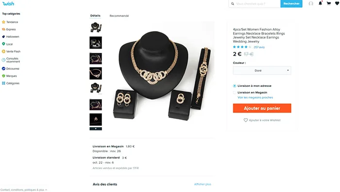 Set di gioielli «4pcs/Set Women Fashion Alloy Earrings Necklace Bracelets Rings Jewelry Set Necklace Earr…» — foto 2 dell'alert A12/00663/21
