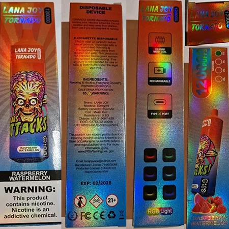 Sigaretta elettronica monouso «5 % NICOTINE, 120000 puffs, volume: 40 ml» — foto 2 dell'alert SR/01271/26