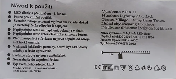 Catena di illuminazione «50 LED=5m+1.5m Světelný řetěz 5» — foto 3 dell'alert A12/01076/23