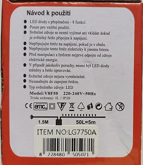Catena di illuminazione «50 LED=5m+1.5m Světelný řetěz 5» — foto 4 dell'alert A12/01076/23