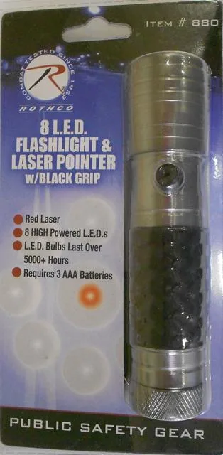 Puntatore laser & #13; & #13; «8 L.E.D. FLASHLIGHT & LASER POINTER w/BLACK GRIP» — foto 1 dell'alert A12/1727/12