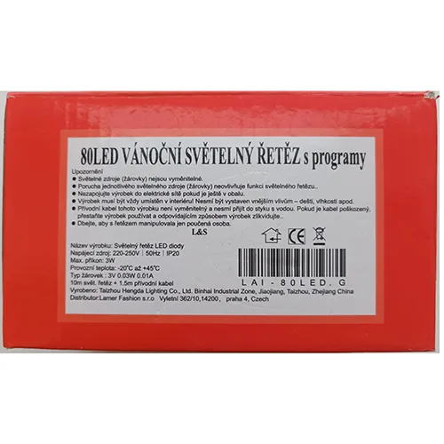 Catena di illuminazione «80LED VÁNOČNÍ SVĚTELNY ŘETĚZ» — foto 4 dell'alert SR/02326/25