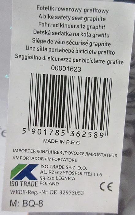 Seggiolino bici per bambini «A bike safety seat graphite» — foto 2 dell'alert INFO/00072/20