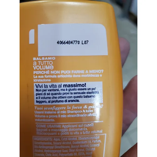 Balsamo per capelli «A tutto volume» — foto 2 dell'alert A12/01343/24