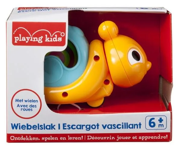 Giocattolo di plastica «a) Wiebelslak (wobbly snail); b) Wiebelende rups (wobbly caterpiller)» (Playing Kids)