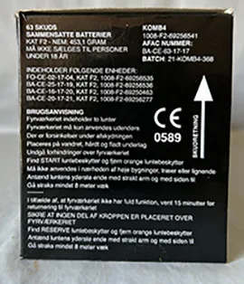 Fuochi d'artificio «AALBORG 63 skuds sammensatte batterier» — foto 2 dell'alert A12/01040/23