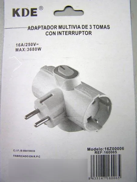 Adattatore della spina «Adaptador Multivia de 3 Tomas» — foto 2 dell'alert A12/0910/15