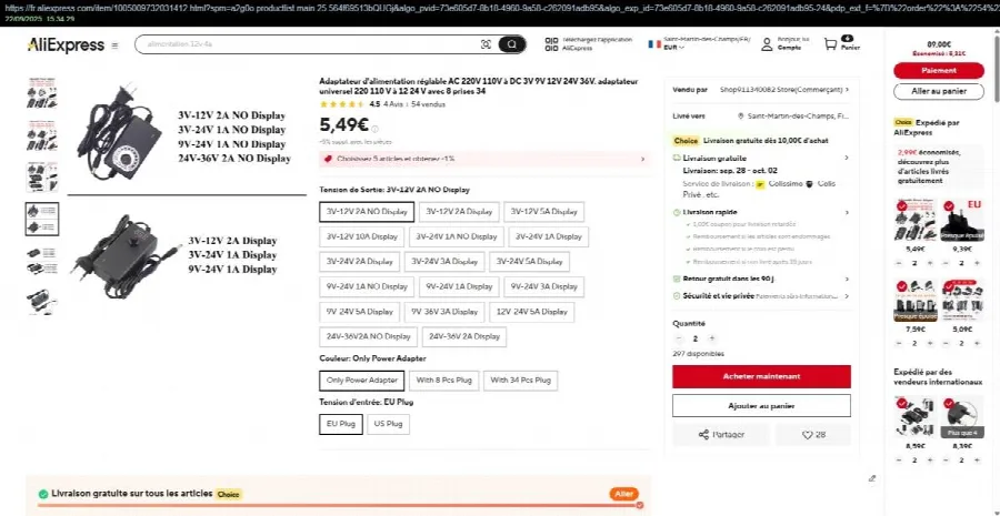 Adattatore «Adaptateur d'alimentation réglable AC 220V 110V à DC 3V 9V 12V 24V 36V, adaptateur unive…»