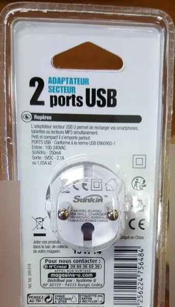 Alimentatore USB «Adaptateur Secteur» — foto 1 dell'alert A12/0439/16