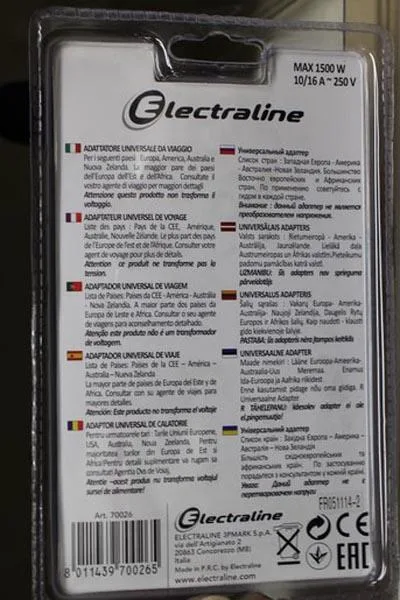 Adattatore della spina di viaggio (Electraline)