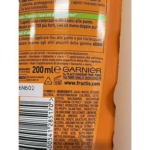 Balsamo per capelli «Addio danni» — foto 4 dell'alert A12/01237/24