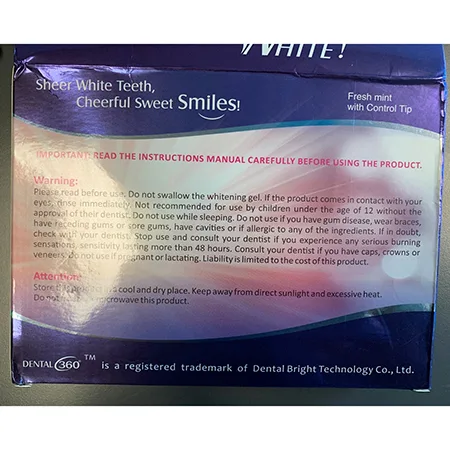 Gel sbiancante dei denti «Advanced teeth whitening system» — foto 2 dell'alert A12/00213/24