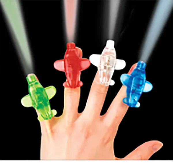 Giocattolo di sfarfallio delle dita «Aeroplane Finger Lights» (Baker Ross)