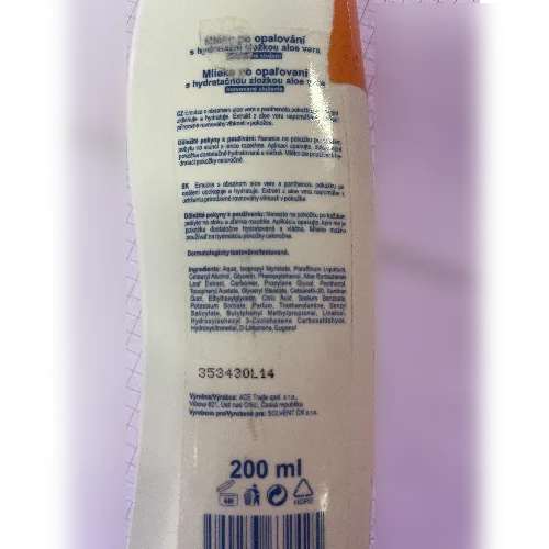 Dopo lozione solare «AFTER-SUN MILK WITH ALOE VERA AND D-PANTHENOL» — foto 2 dell'alert SR/02878/26