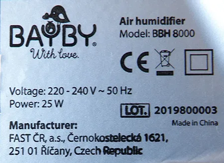 Umidificatore «Air humidifier» — foto 5 dell'alert A12/00188/21